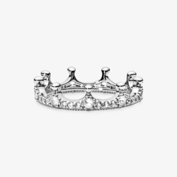 Pandora Silver Crown Ring with Elegant Textured Design - Picture 2 of 4